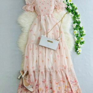 Vestido Longo com estampas de Borboleta